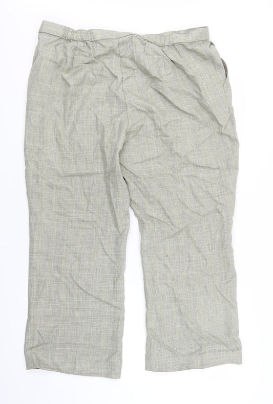 M&S Womens Beige Plaid Trousers Size 20 L25 in