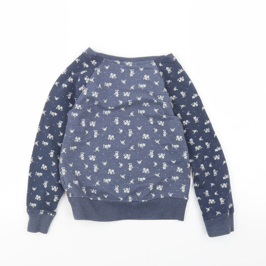 NEXT Girls Blue Floral Jersey Pullover Sweatshirt Size 8 Years