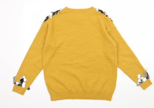 Blue Vanilla Womens Yellow Knit Pullover Jumper Size S