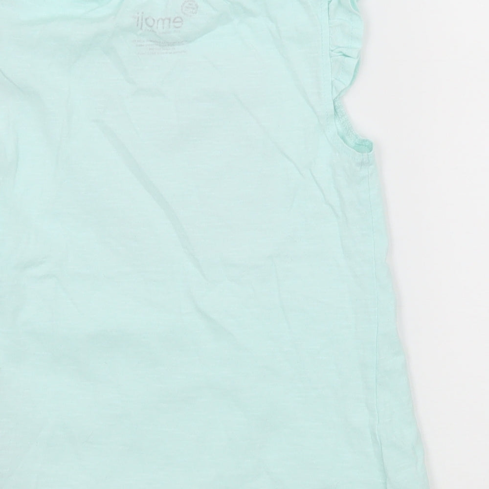 Brand and care label for Emoji girls’ blue jersey basic t-shirt, size 5-6, years - mermaid emoji