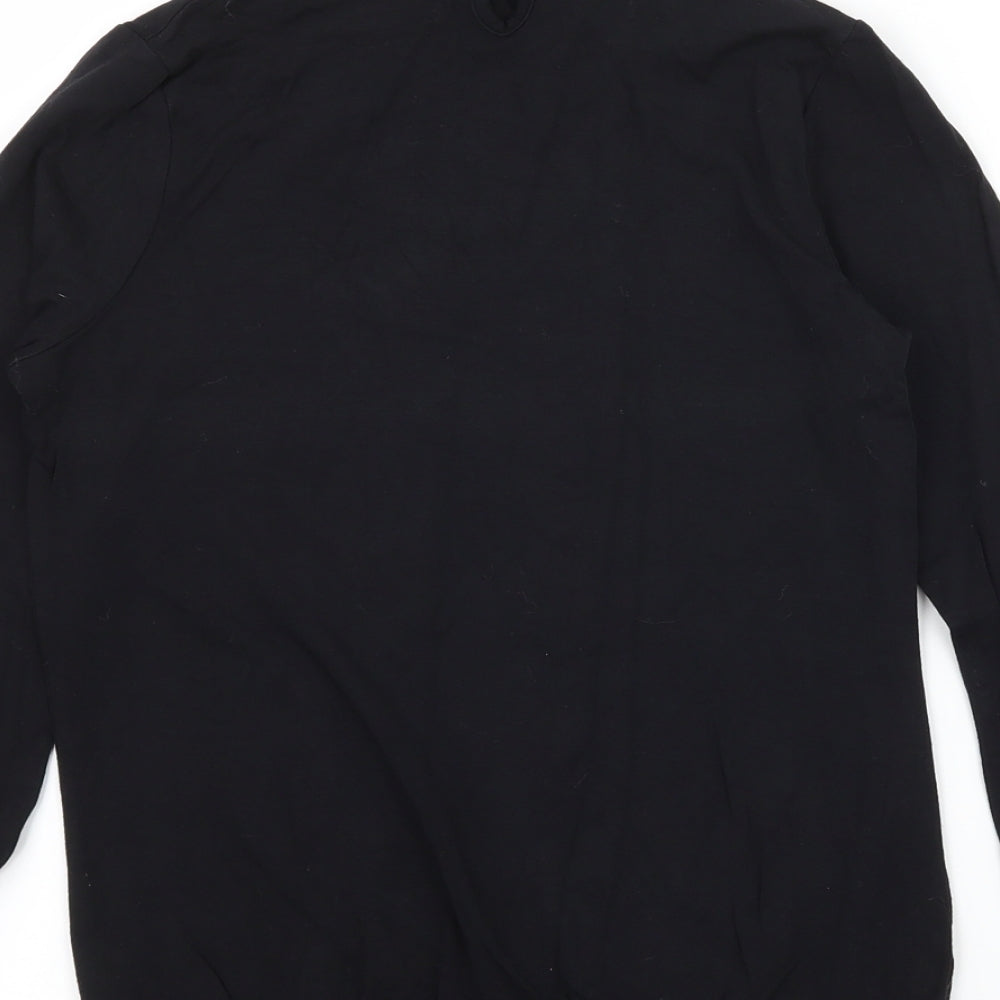 Brand and care label for Marks & Spencer girls’ black jersey basic t-shirt, size 9, years