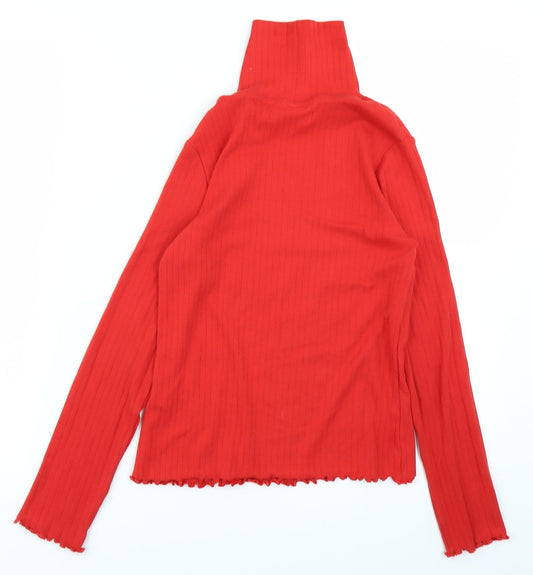 M&S Girls Red Basic T-Shirt Size 10-11 Years - Ribbed