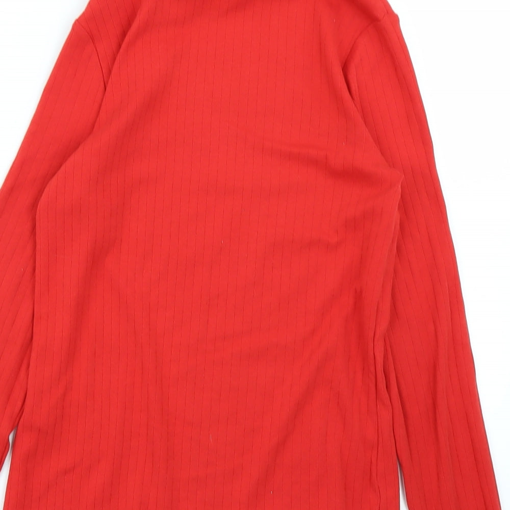 M&S Girls Red Basic T-Shirt Size 10-11 Years - Ribbed