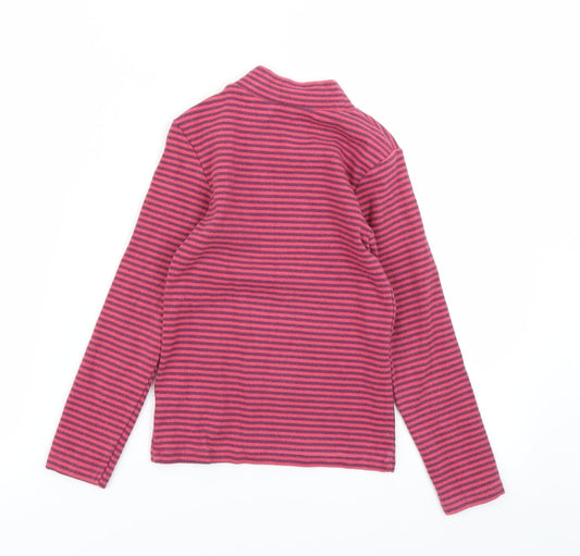 NEXT Girls Pink Striped Basic T-Shirt Size 7 Years