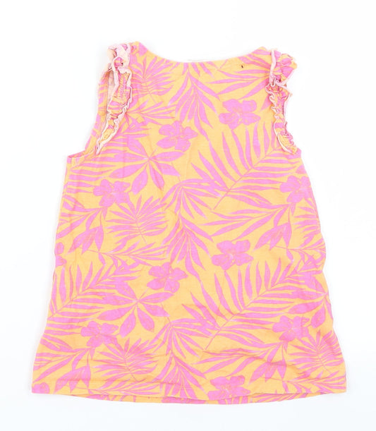 H&M Girls Orange Floral Basic Tank Size 7-8 Years
