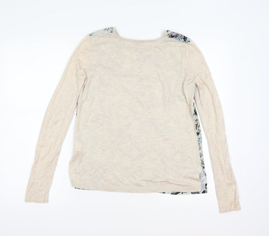 Warehouse Womens Beige Floral Pullover Jumper Size S