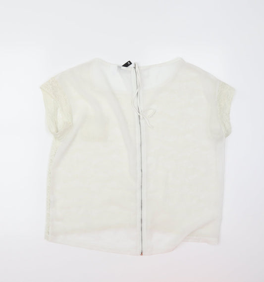 H&M Womens White Basic T-Shirt Size 14