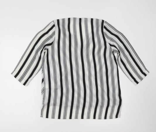 New Look Womens White Striped Tunic Blouse Size 8