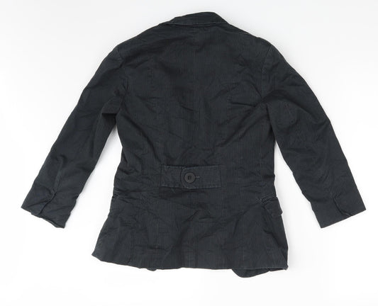 New Look Womens Black Striped Jacket Blazer Size 10