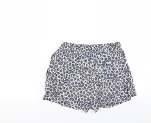 New Look Womens Blue Geometric Hot Pants Shorts Size 10