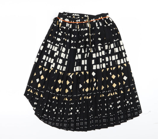 Topshop Womens Black Geometric Pleated Skirt Size 8