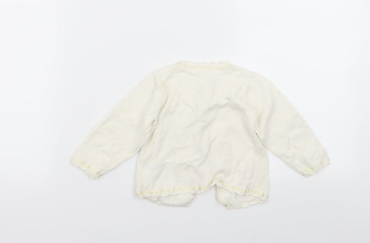 m Girls White Cardigan Jumper Size 6-9 Months