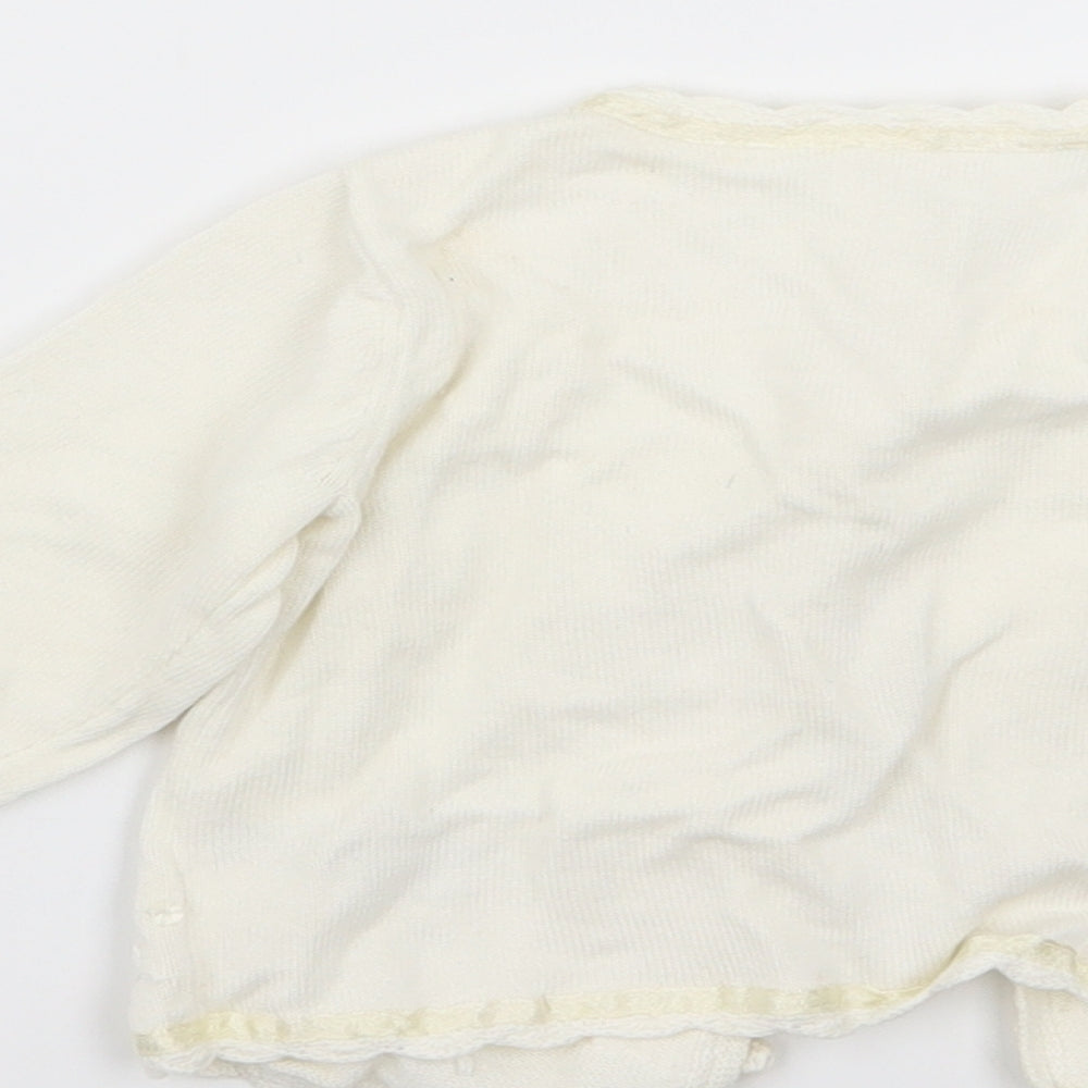 m Girls White Cardigan Jumper Size 6-9 Months