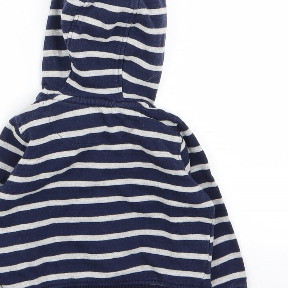 Brand and care label for lullaby boys’ multicoloured striped full zip jumper, size 3-6, months