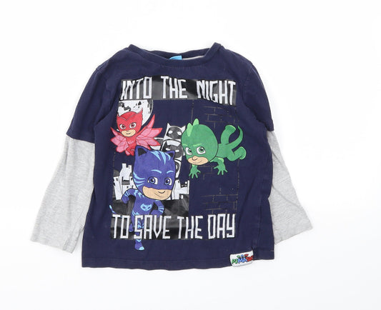 George Boys Blue Animal Print Basic T-Shirt Size 3-4 Years