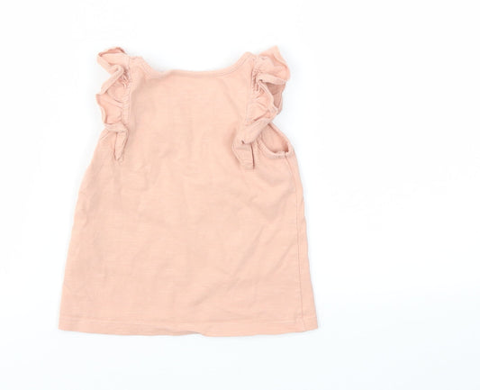 NEXT Girls Pink Animal Print Basic T-Shirt Size 12-18 Months