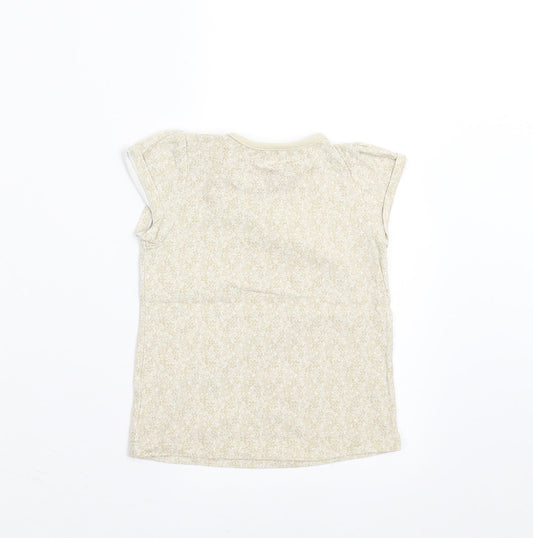 Sainsburys Girls Beige Floral Basic T-Shirt Size 9-12 Months - Embroidered detail