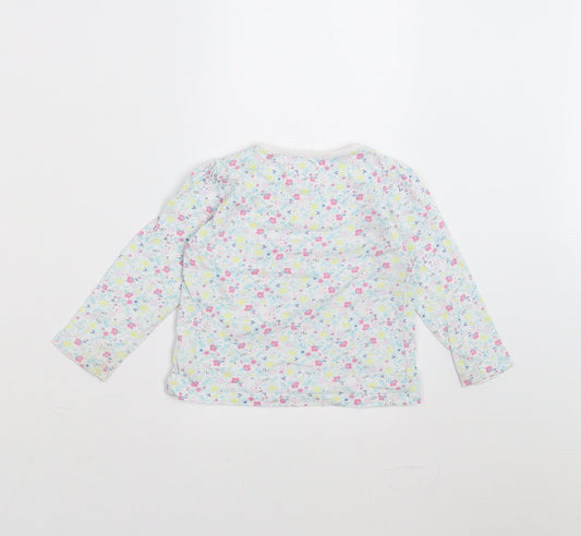 Sainsburys Girls Green Floral Basic T-Shirt Size 9-12 Months