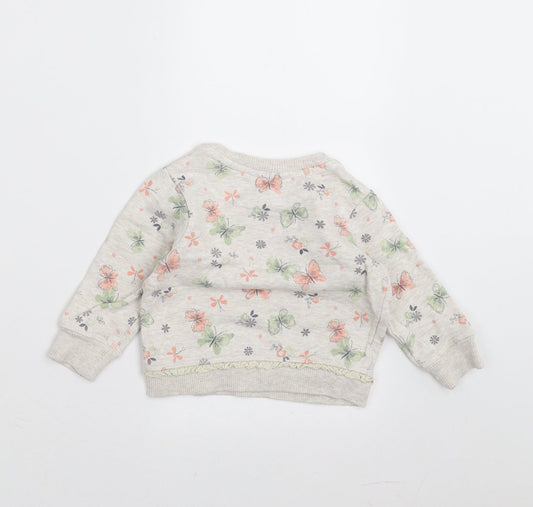 George Girls Beige Floral Pullover Jumper Size 9-12 Months - i am so happy today