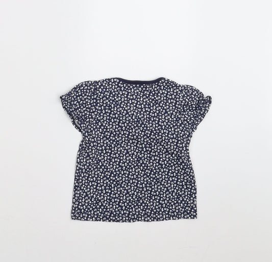 Sainsburys Girls Blue Floral Basic T-Shirt Size 6-9 Months