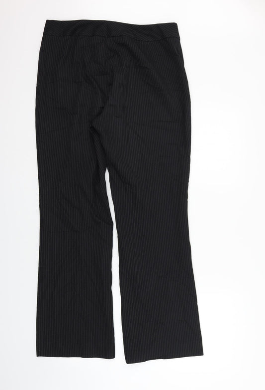 Preworn Womens Black Striped Trousers Size 12 L32 in