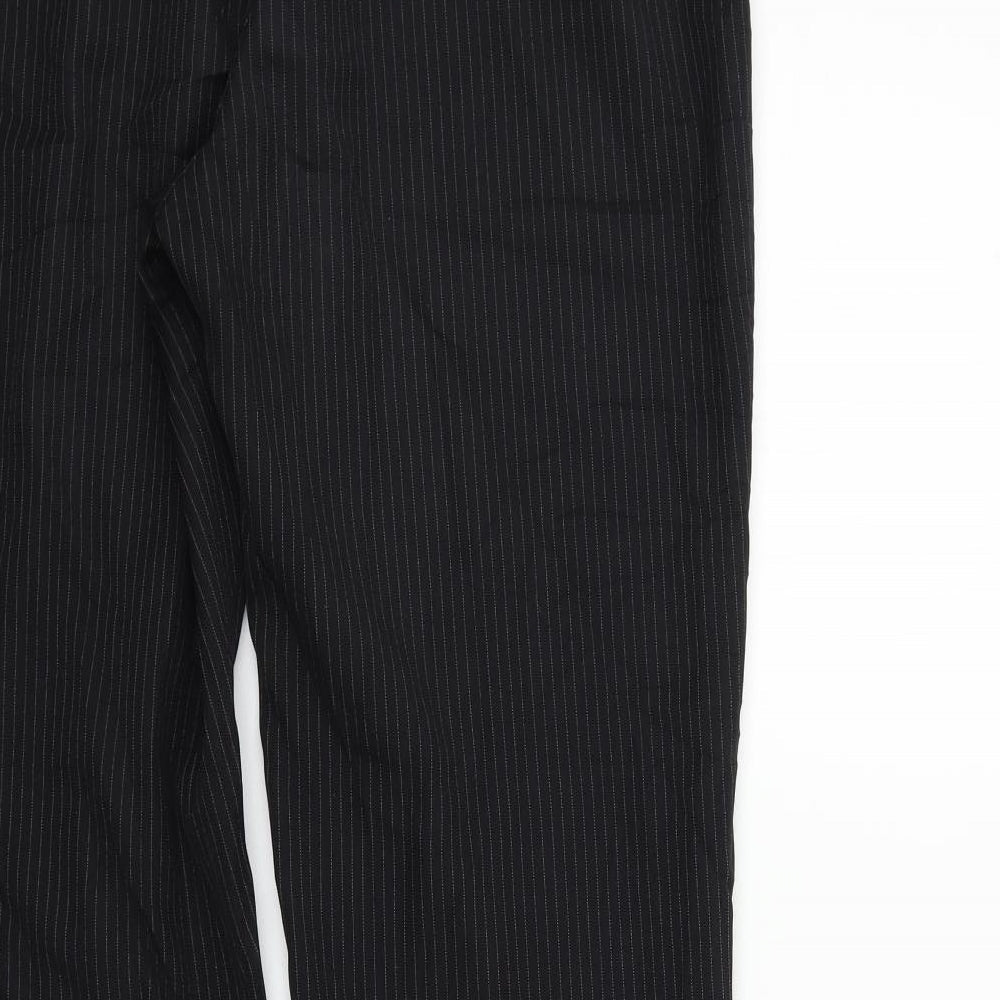 Preworn Womens Black Striped Trousers Size 12 L32 in
