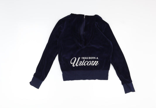 H&M Girls Blue Full Zip Jumper Size 11-12 Years