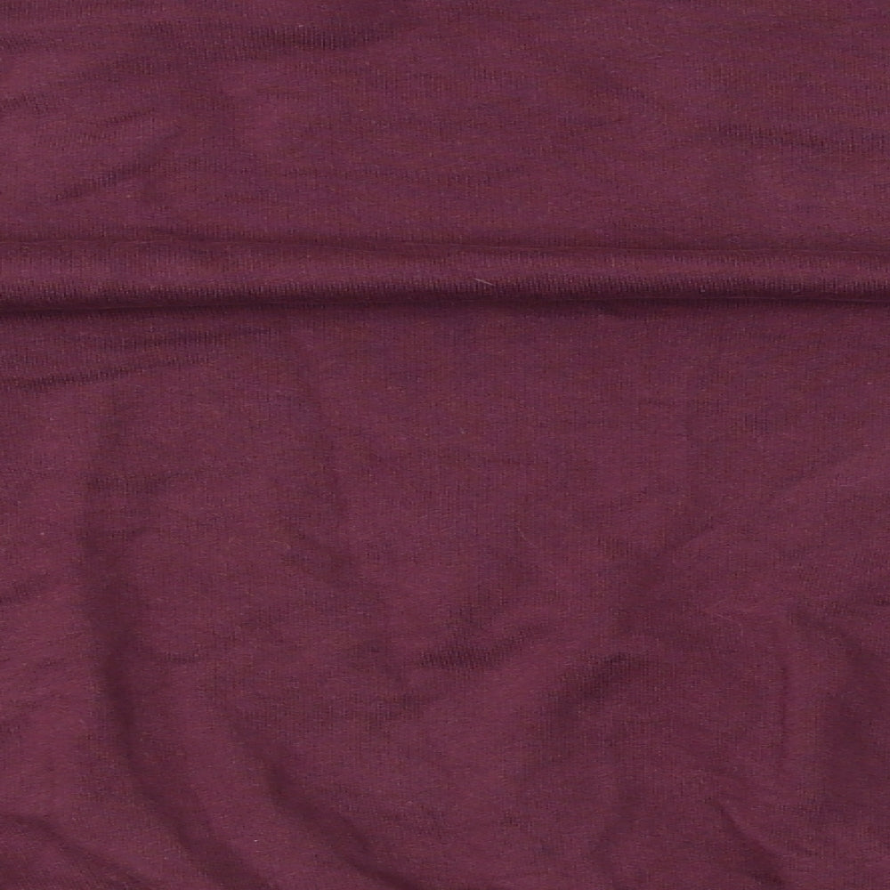 Brand and care label for ASOS men’s purple jumper, size L