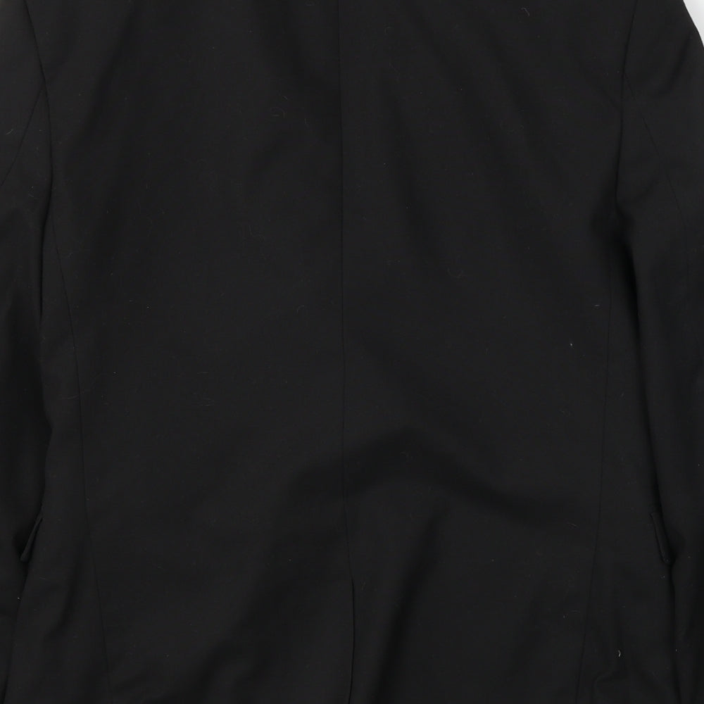 Brand and care label for ASOS women’s black jacket blazer, size UK 10