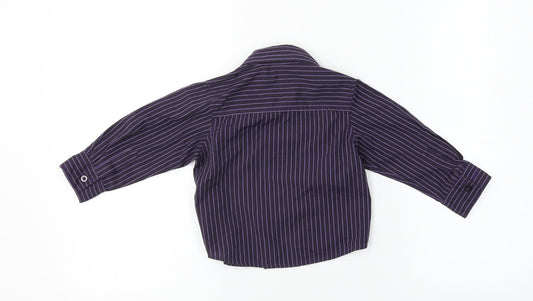 Cherokee Boys Purple Striped Basic Dress Shirt Size 12-18 Months