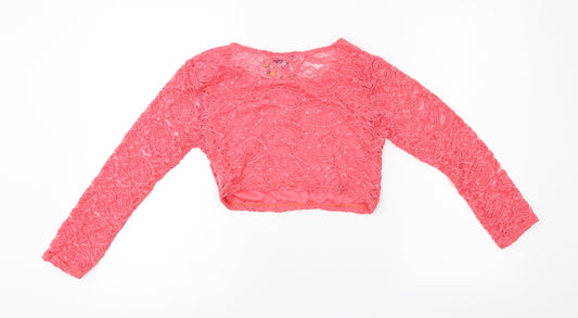 Signature Womens Pink Cropped T-Shirt Size M