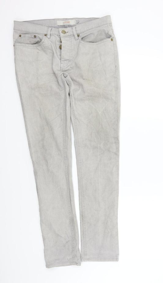 Topman Mens Grey Straight Jeans Size 32 in L31 in