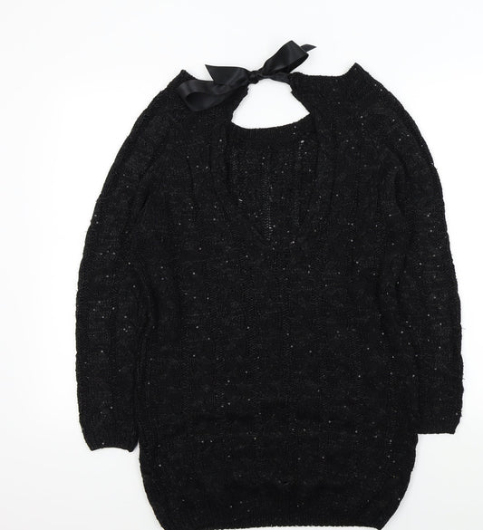 Vouley Vous Womens Black Pullover Jumper Size M - sparkle detail