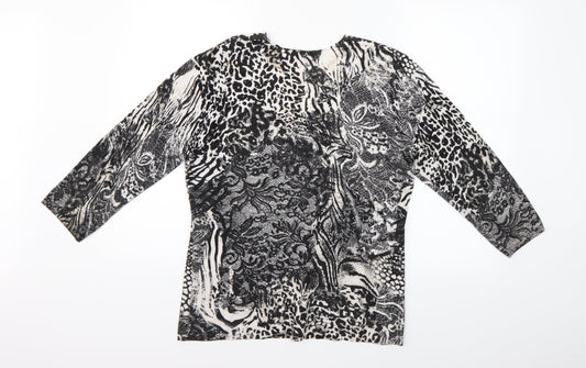 Gerry Weber Womens Grey Animal Print Basic Blouse Size 14
