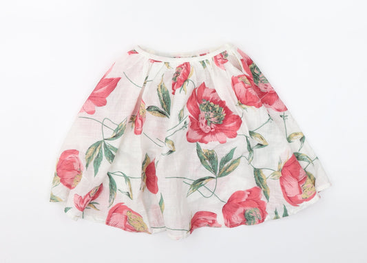 Preworn Girls White Floral Flare Skirt Size 10 Years