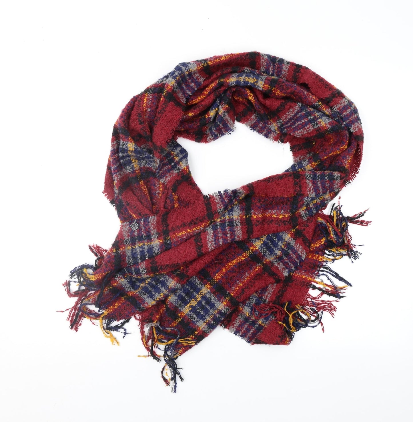 Preworn Womens Red Plaid Shawl/Wrap