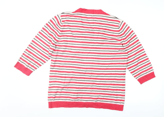 GolleHaug Womens Pink Striped Cardigan Jumper Size 12