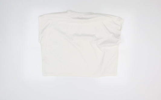 Mishap Womens White Basic T-Shirt Size L