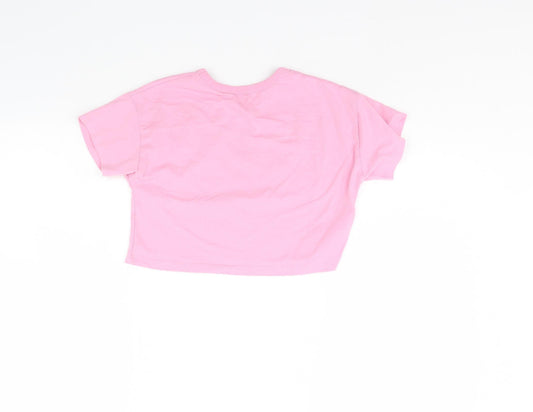 George Girls Pink Cropped T-Shirt Size 7 Years