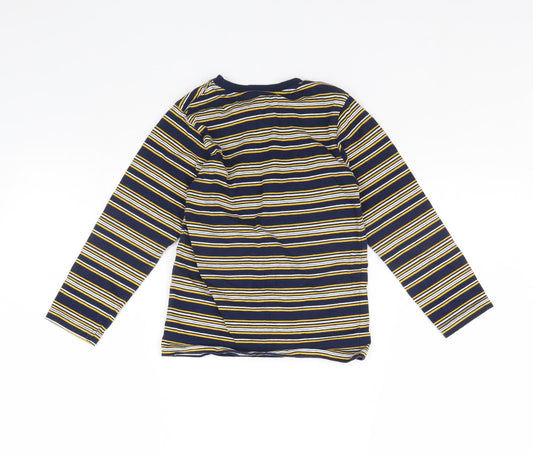 Preworn Girls Blue Striped Basic T-Shirt Size 6 Years