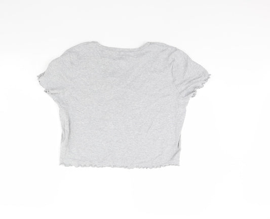 Clueless Womens Grey Rayon Cropped T-Shirt Size 12 - Clueless
