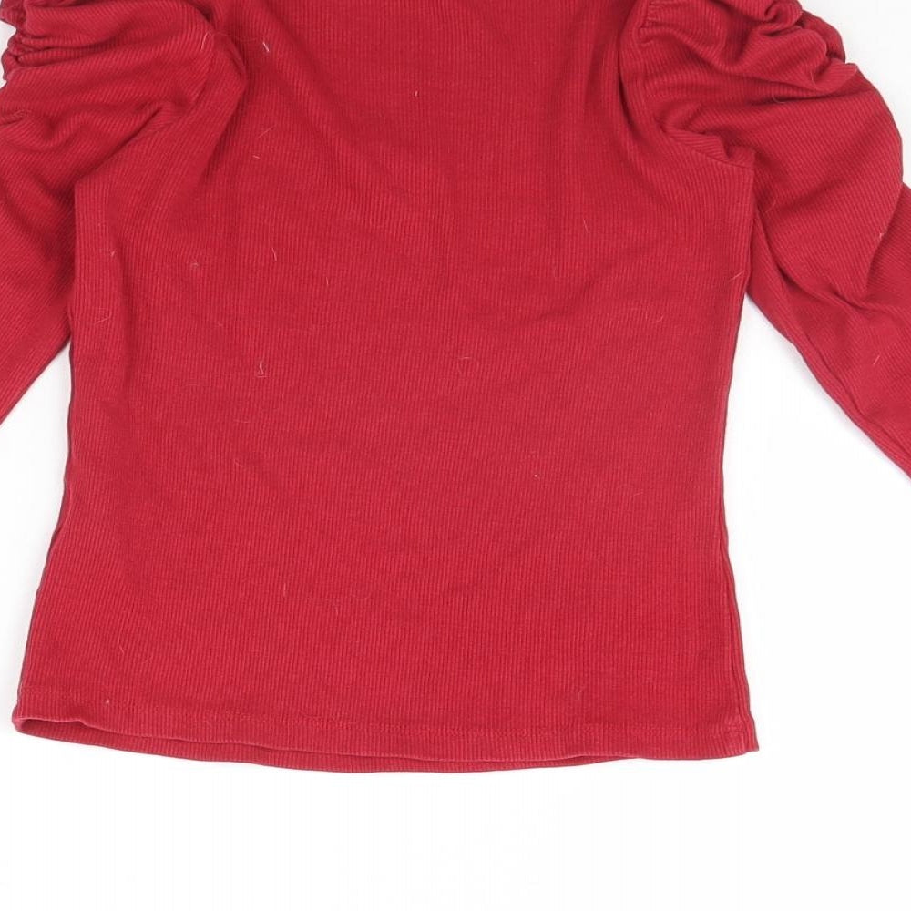 Brand and care label for I Love girls’ wear girls red basic t-shirt, size 8, years