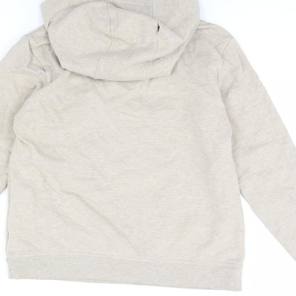 Brand and care label for Denim & Co. women’s beige pullover hoodie, size UK 12