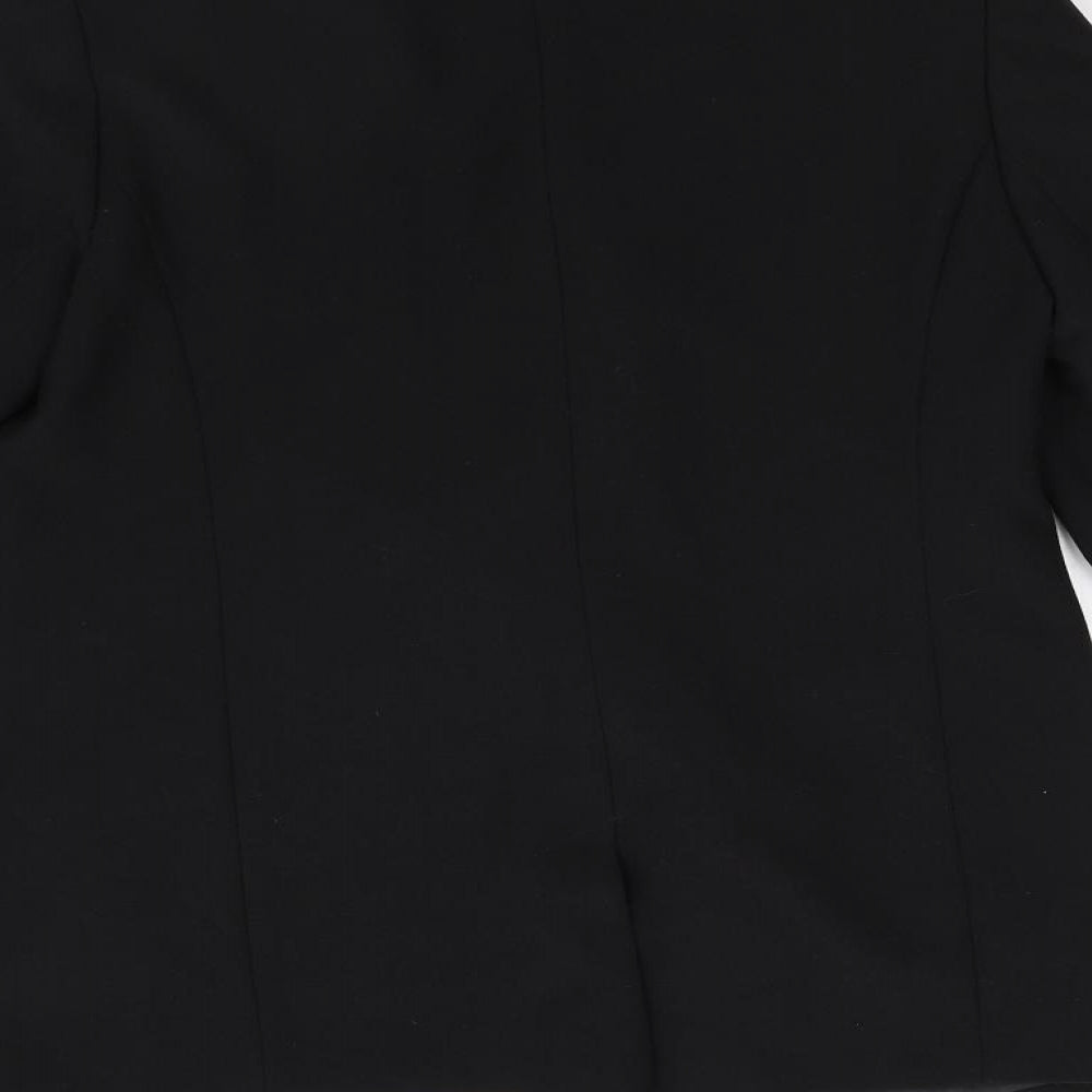 Brand and care label for Papaya women’s black jacket blazer, size UK 12