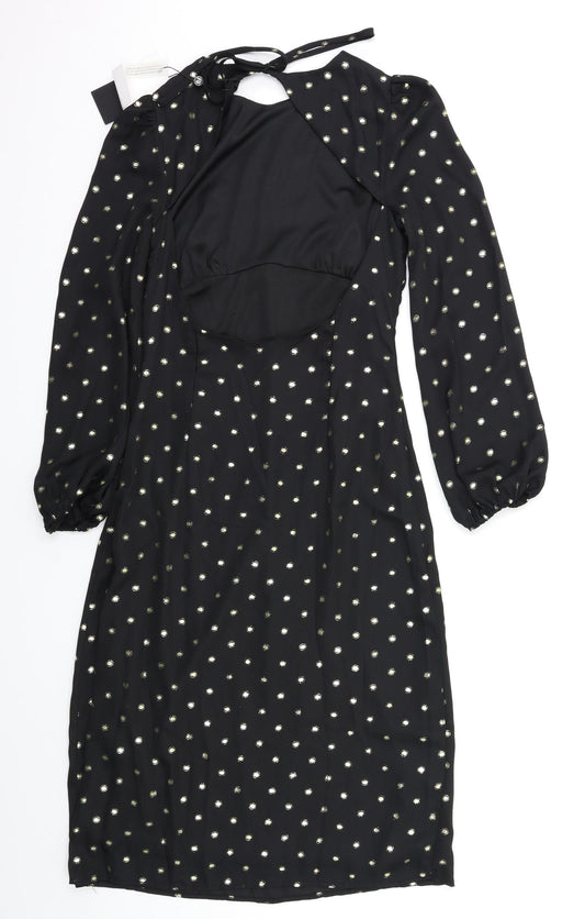 Fashion Union Womens Black Polka Dot A-Line Size S