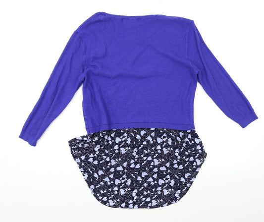 NEXT Womens Blue Geometric Basic Blouse Size 12