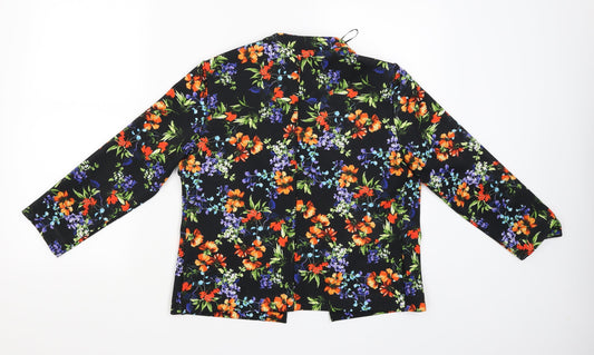 Papaya Womens Black Floral Basic Blouse Size 12