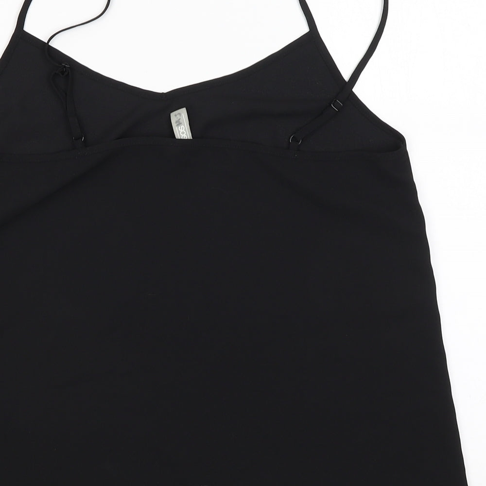 Brand and care label for ASOS women’s black camisole blouse, size UK 10