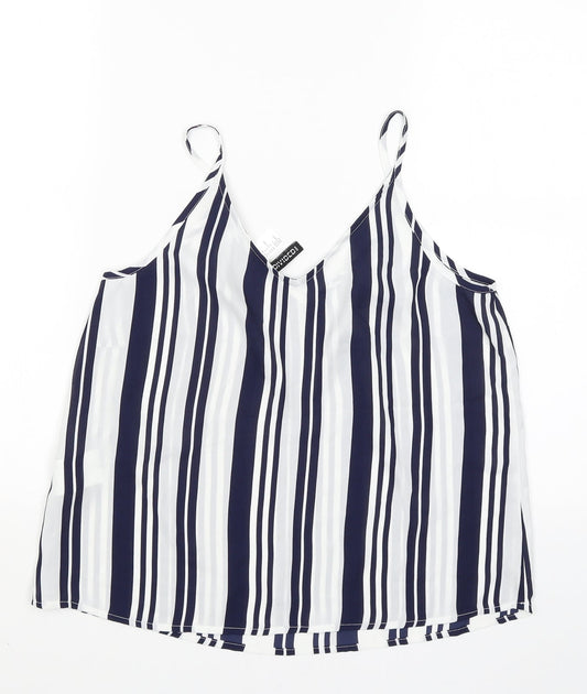 Divided Womens Blue Striped Camisole Blouse Size 10