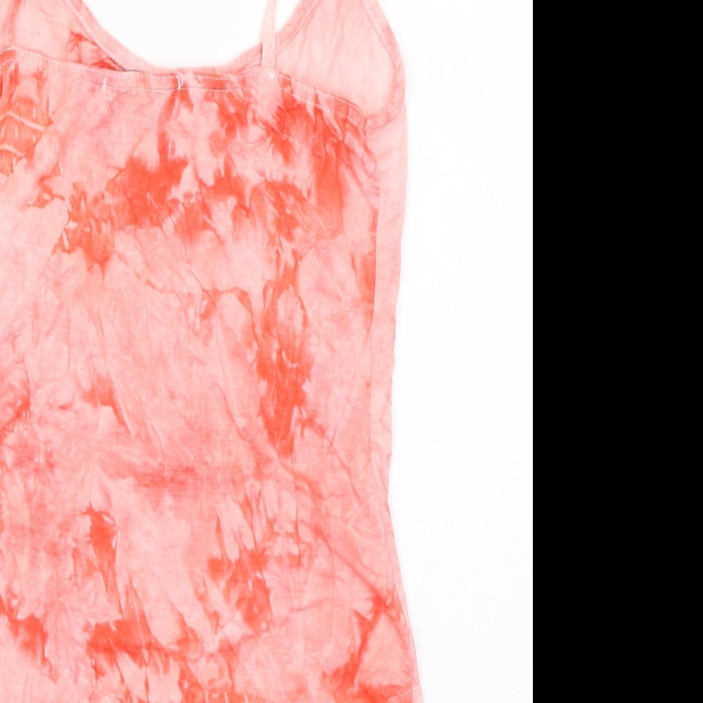 Brand and care label for Missguided women’s pink camisole blouse, size UK 10